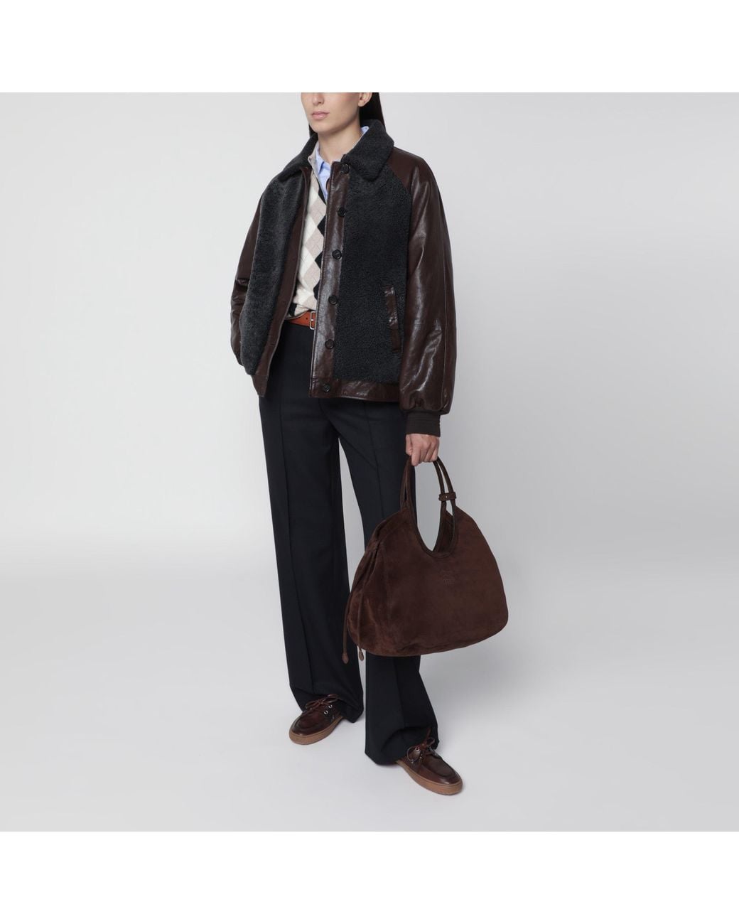 Miu Miu Brown Ivy Dark Suede Shopping Bag