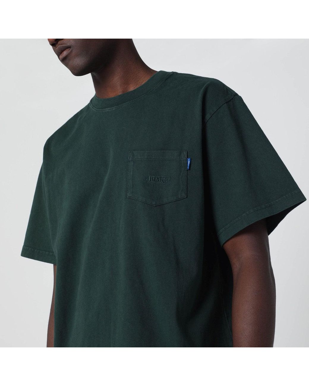 AWAKE NY Green Crewneck T Shirt With Logo for men