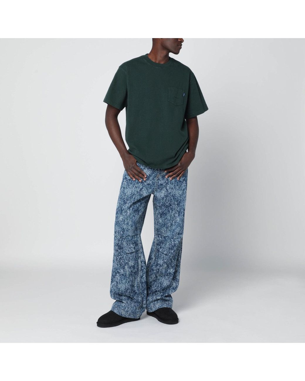 AWAKE NY Green Crewneck T Shirt With Logo for men