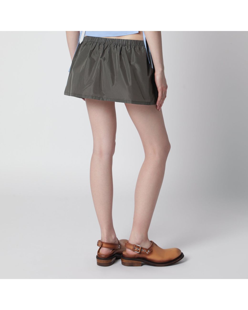 Miu Miu Black Tela Tec Miniskirt With Front Pocket
