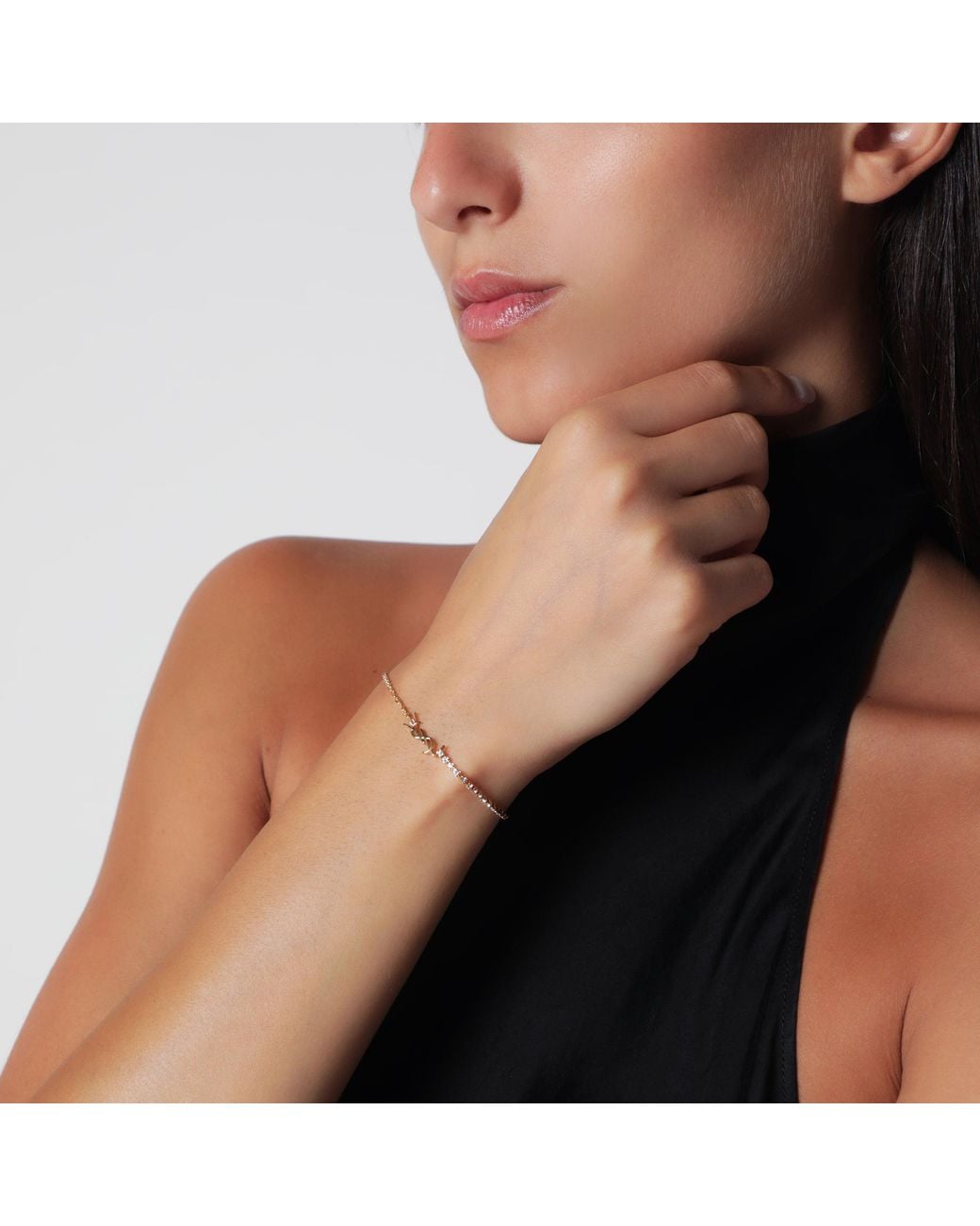 Saint Laurent Metallic Cassandre Charm Bracelet