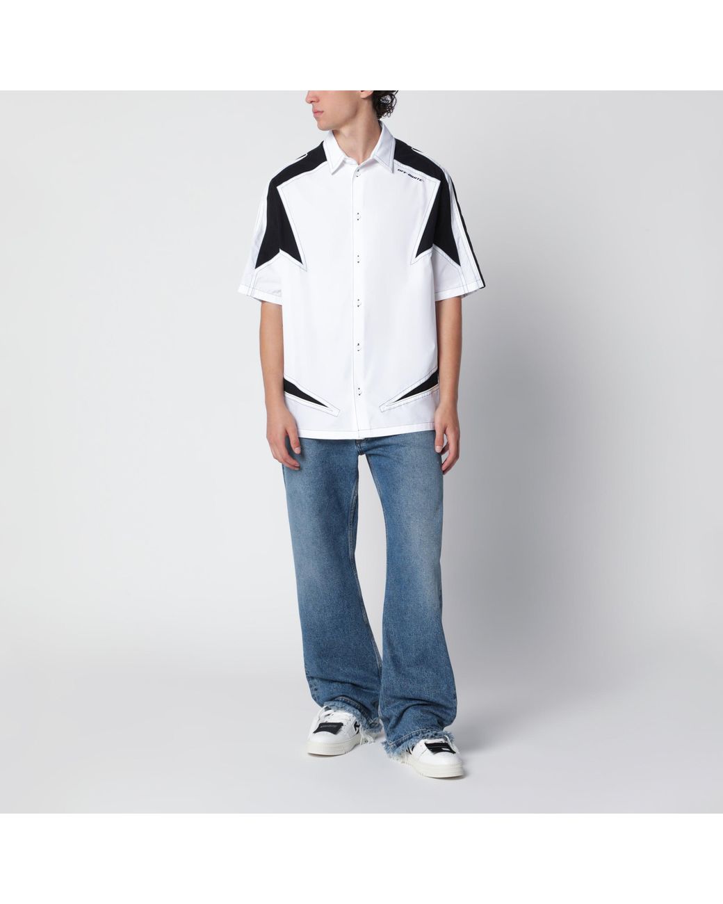Off-White c/o Virgil Abloh Blue Offwhite/ Race Logo Star Bowling Shirt for men