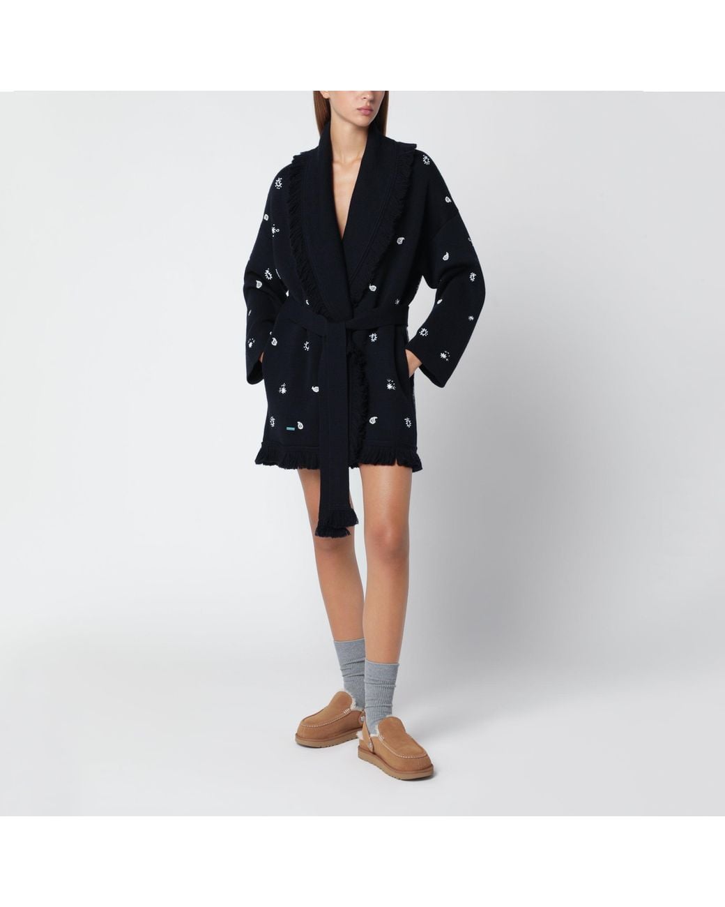 Alanui Black Echoes Of The Bandana Wool Cardigan