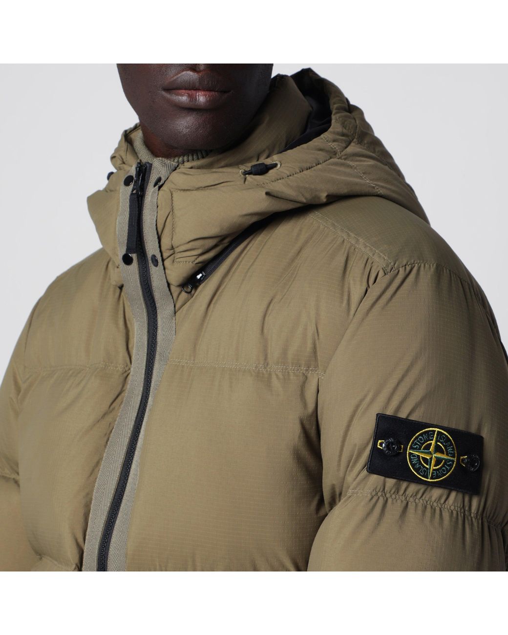 Stone Island Brown Military Ripstop Nylon Zip-Up Down Jacket for men