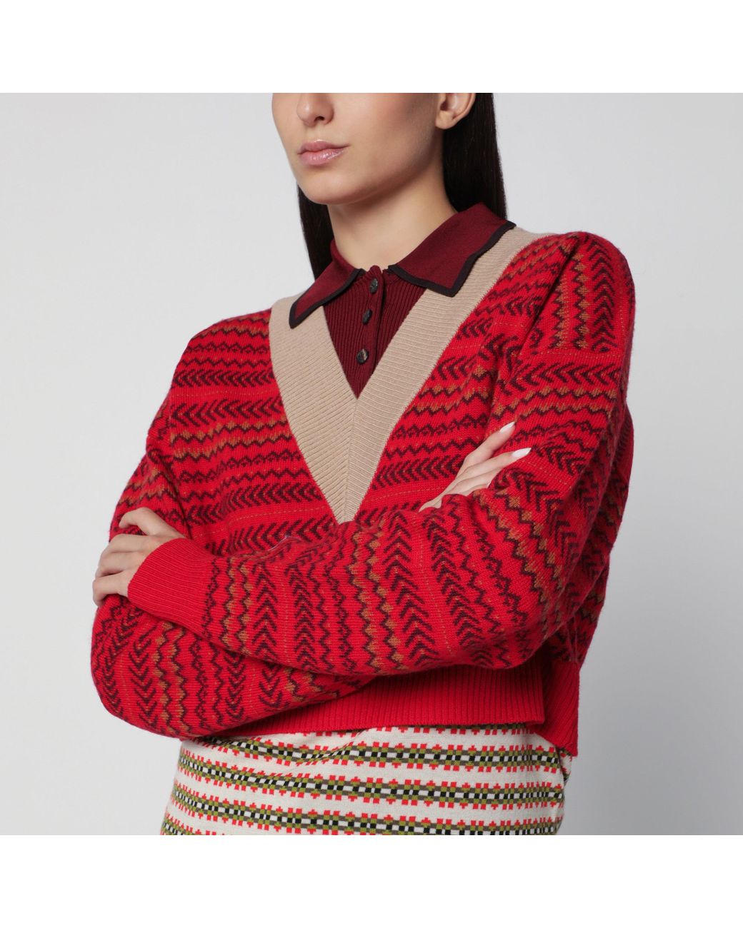 Dries Van Noten Red Wool And Viscose Sweater