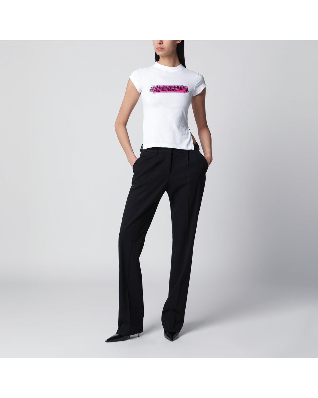 Balenciaga White Messy Spray T-Shirt With Cut-Out Back