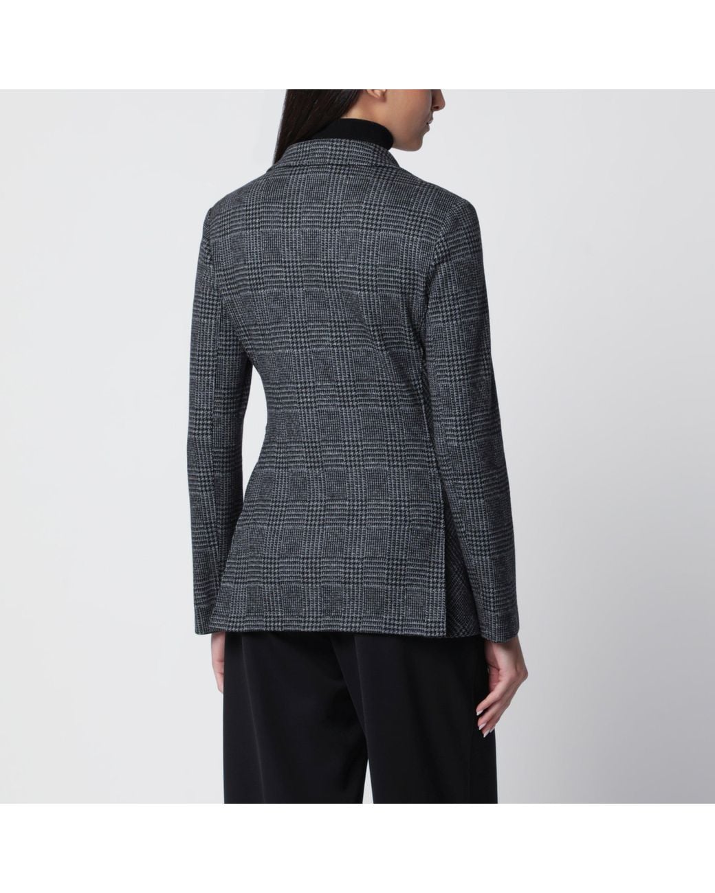 Harris Wharf London Black Single-Breasted Prince Of Wales Check Jacket