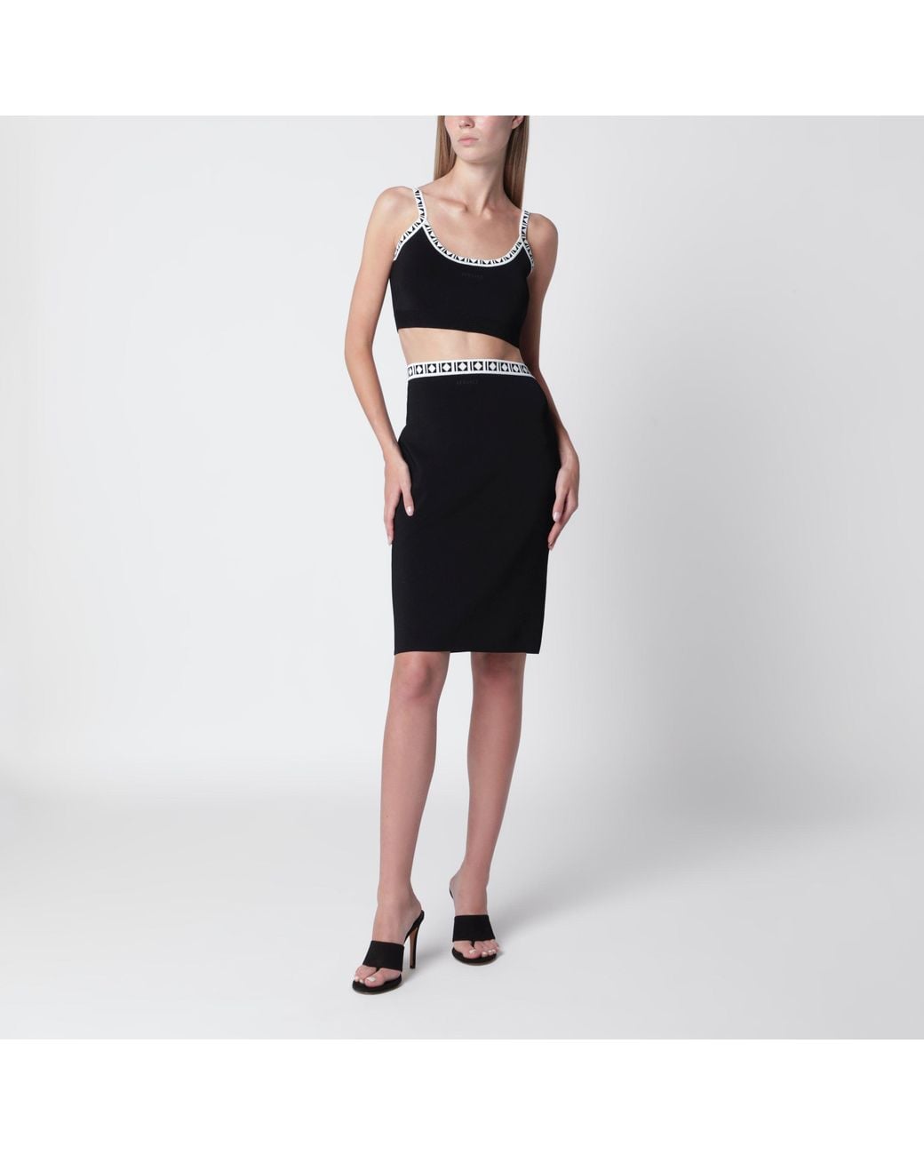 Versace Black Jacquard Viscose-Blend Midi Skirt
