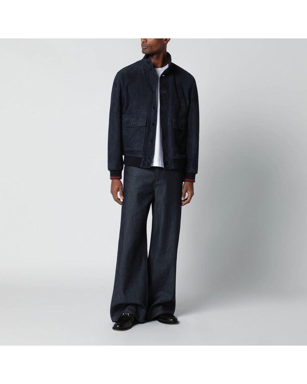 Gucci Blue Leather Jacket for men