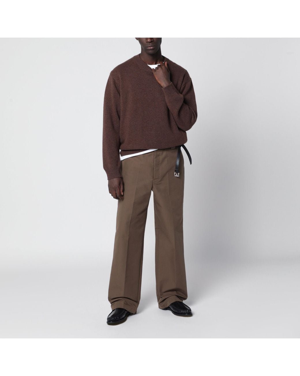 Prada Brown Crewneck Sweater for men