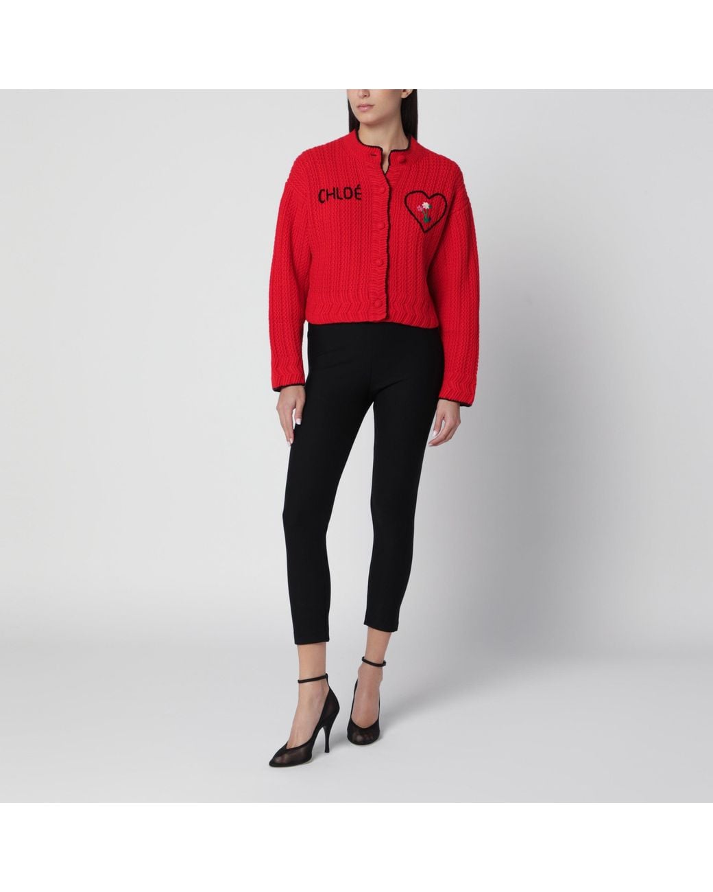 Chloé Red Wool And Cashmere Cardigan