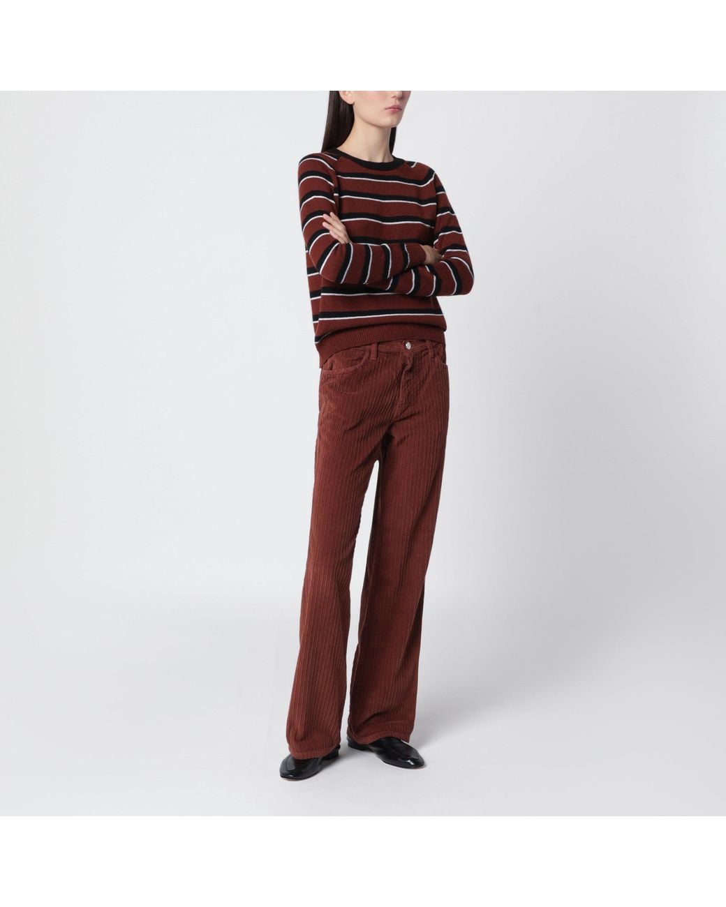 Alexandra Golovanoff Red Mila Stripes 21 Cashmere Sweater