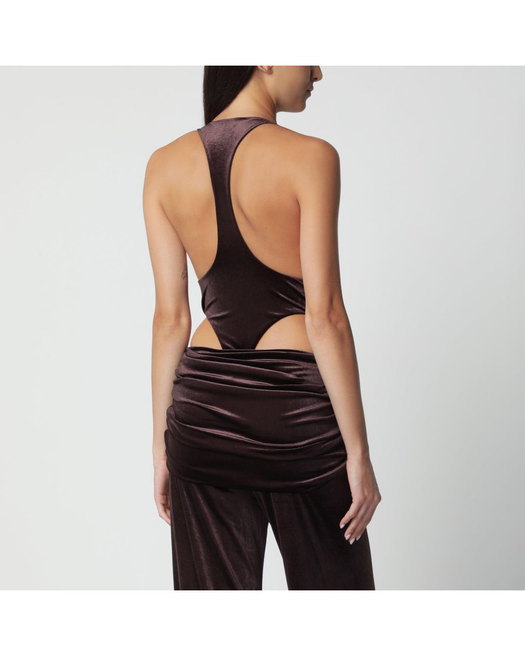 ANDAMANE Black Velvet-Effect Bodysuit