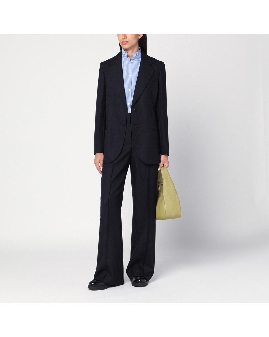 Prada Blue Wool Wide Trousers