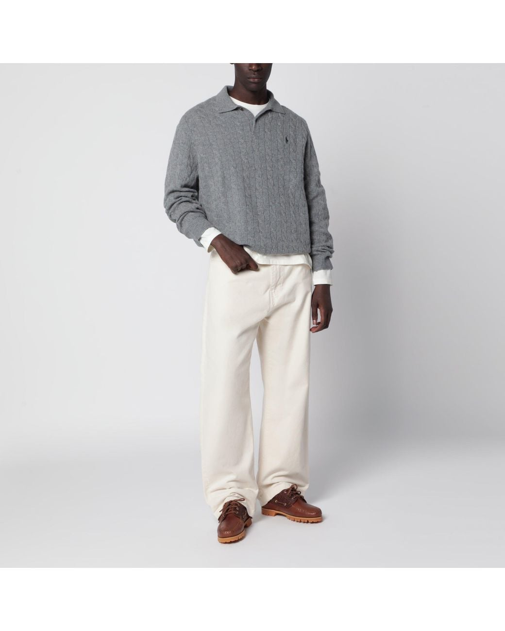 Polo Ralph Lauren Gray Cable Knit Sweater for men