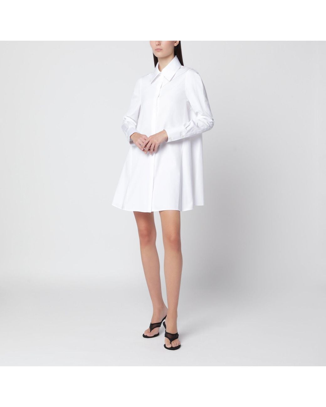 Alaïa White Cotton Poplin Shirt Dress