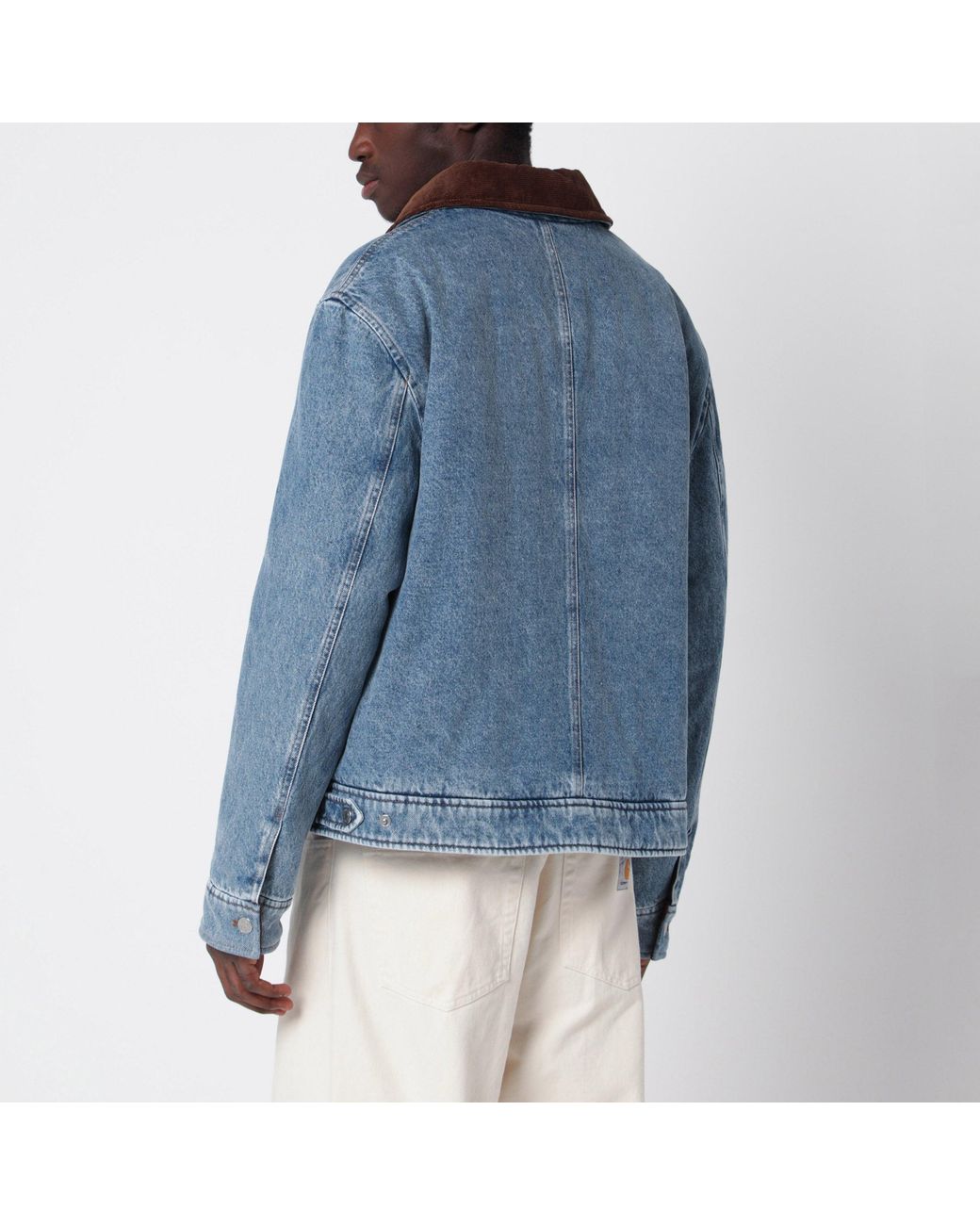 AMI Blue Faded-Effect Ami De Coeur Denim Jacket for men