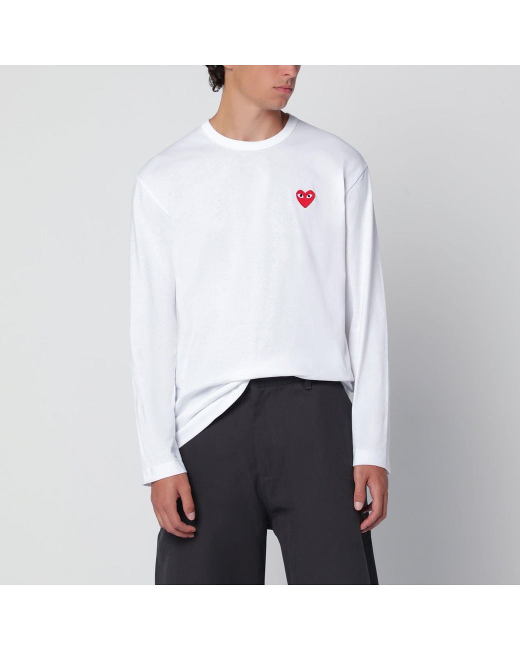 COMME DES GARÇONS PLAY White Mini Cotton Long-Sleeve Top for men