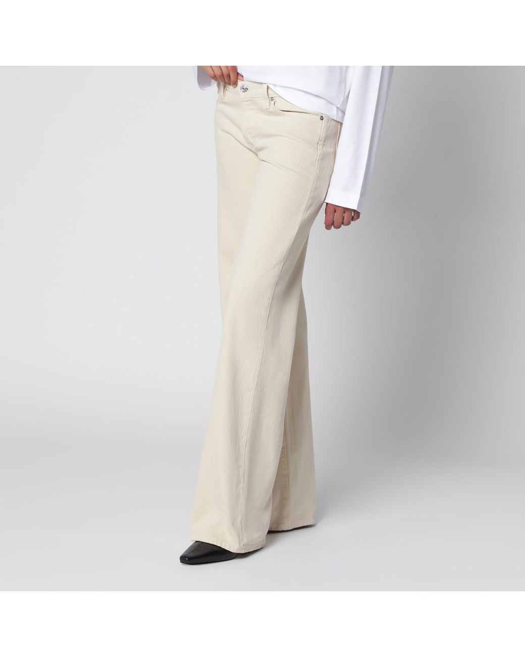 FRAME Natural Regenerative Cotton Low-Rise Wide-Leg Jeans