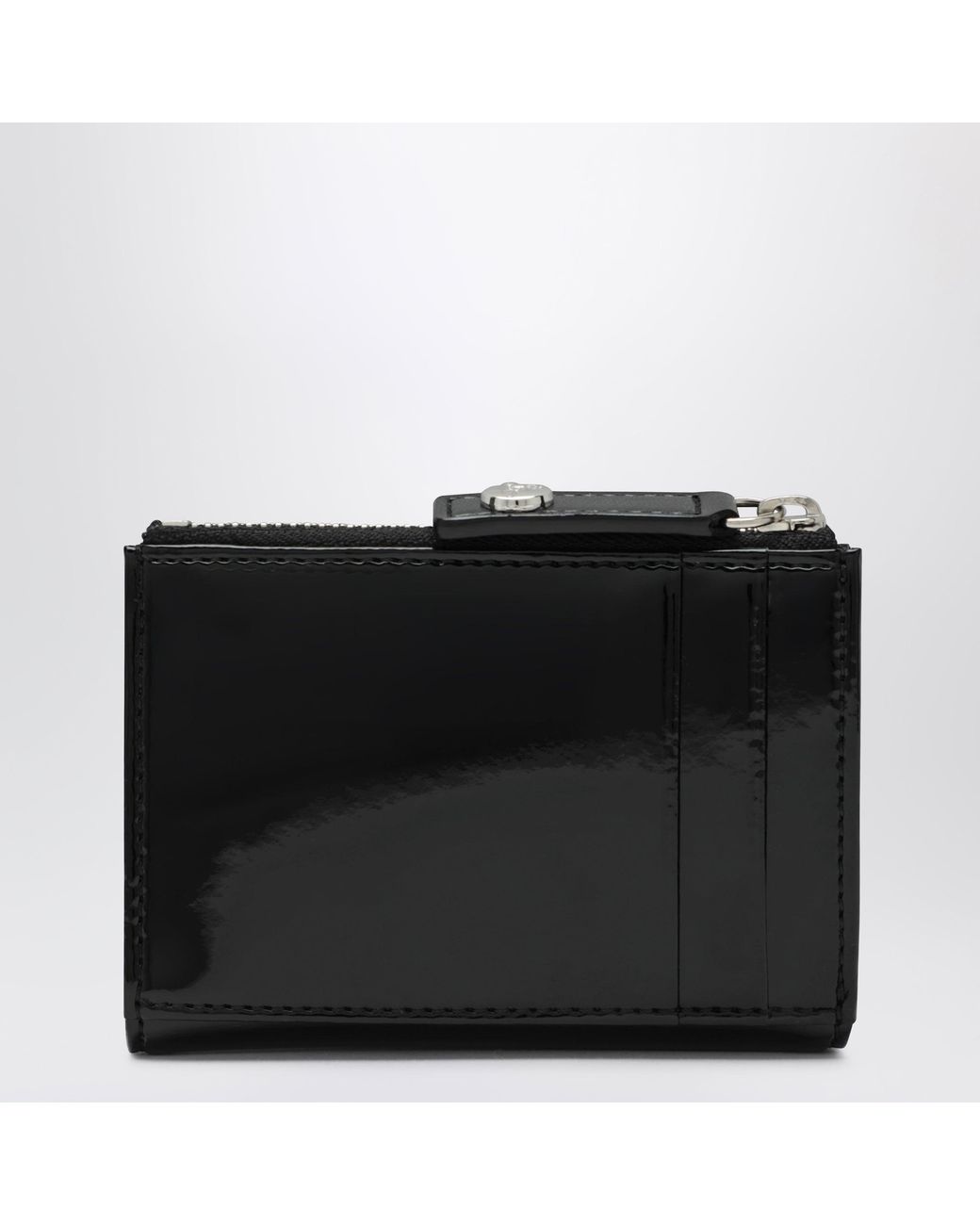 Vivienne Westwood Black Slim Flap Card Holder With Crystal-Embellished Orb Bas Relief