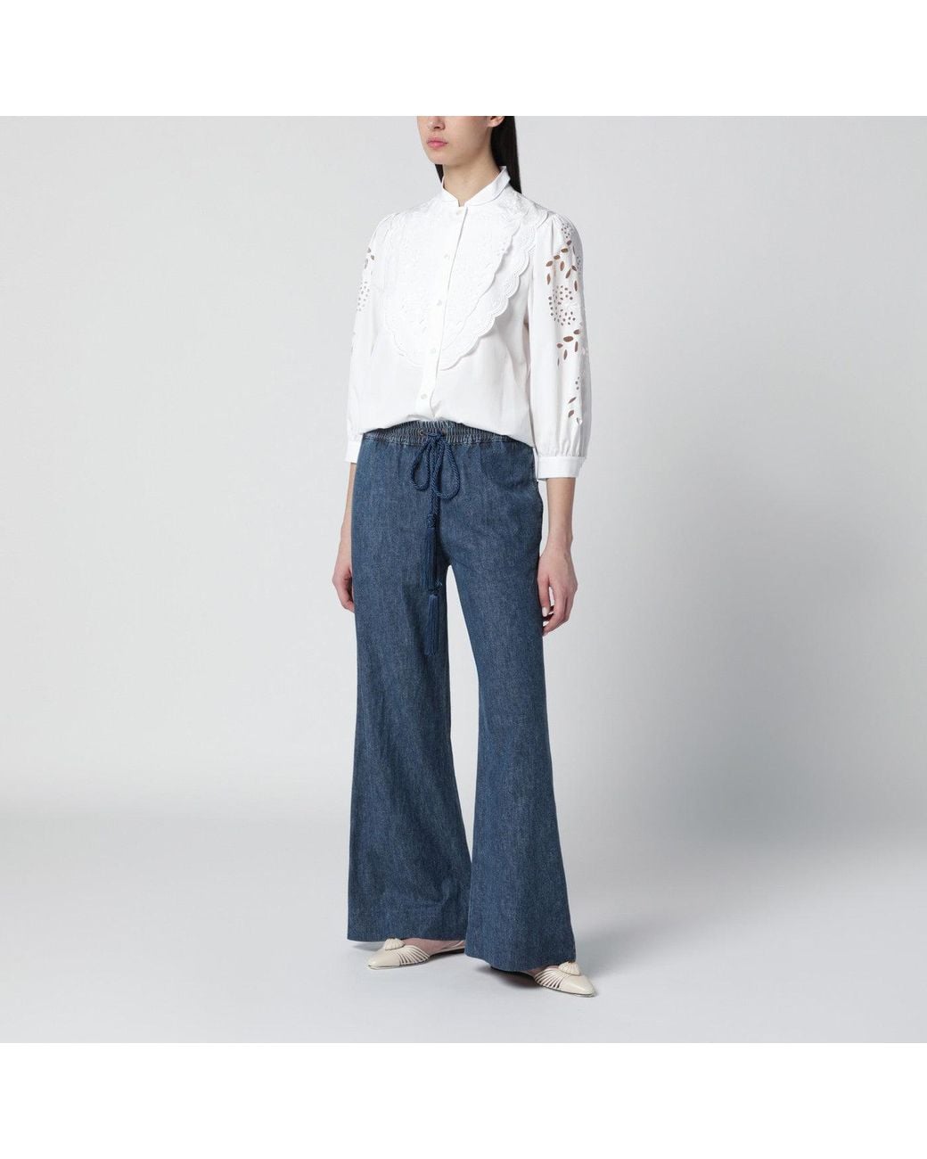 Valentino White Shirt With Sangallo Embroidery