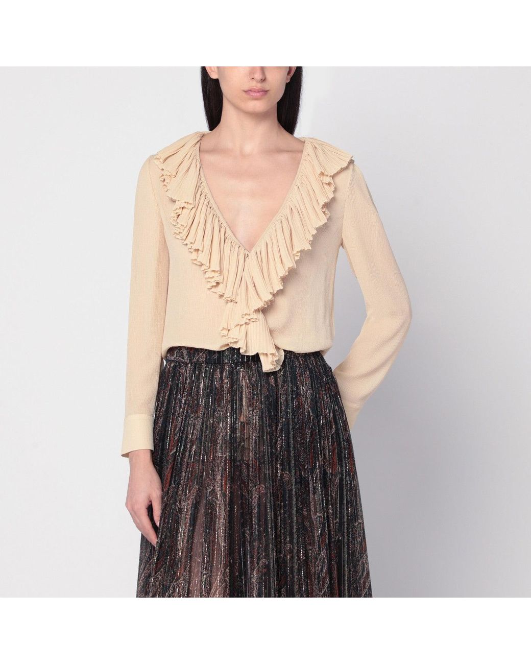 Saint Laurent Black Ruffled Blouse