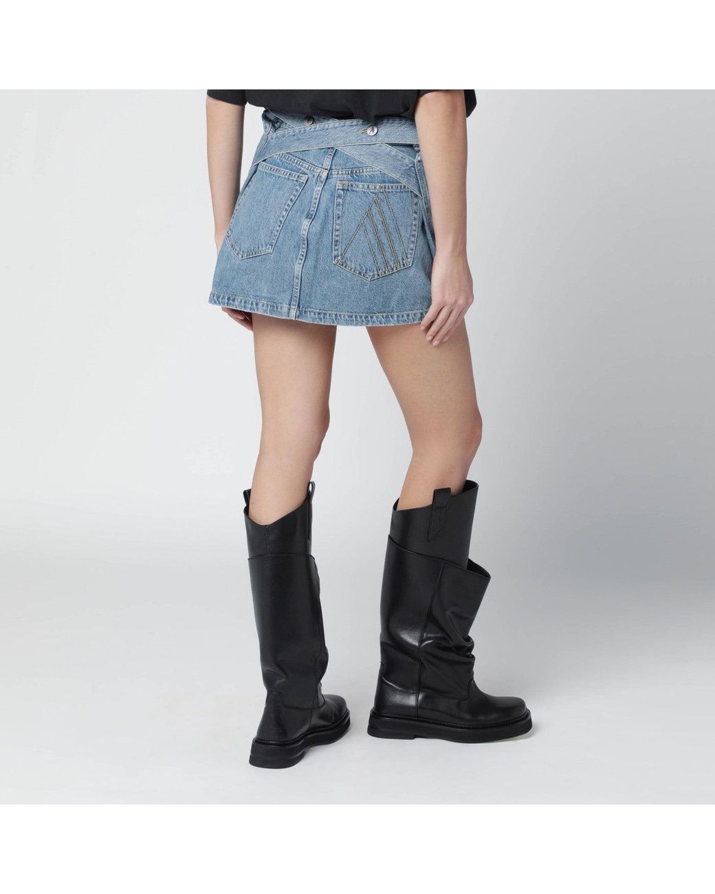 The Attico Blue Light Denim Mini Skirt
