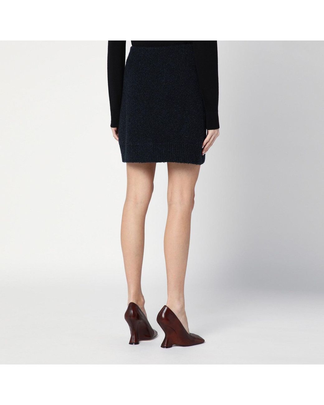 Bottega Veneta Black Bouclé Wool Blend Mini Skirt
