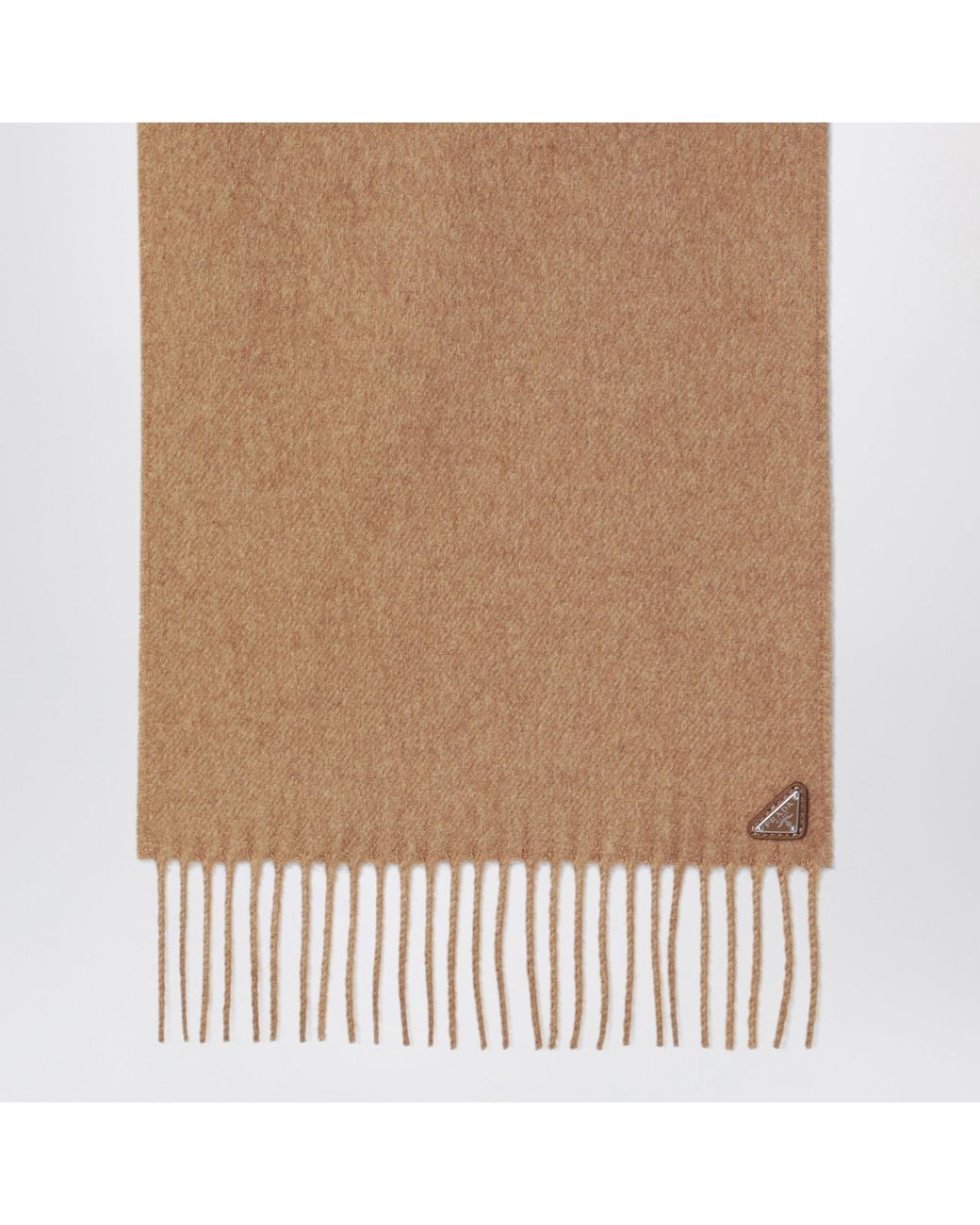 Prada Brown Camel Silk And Cashmere Scarf for men