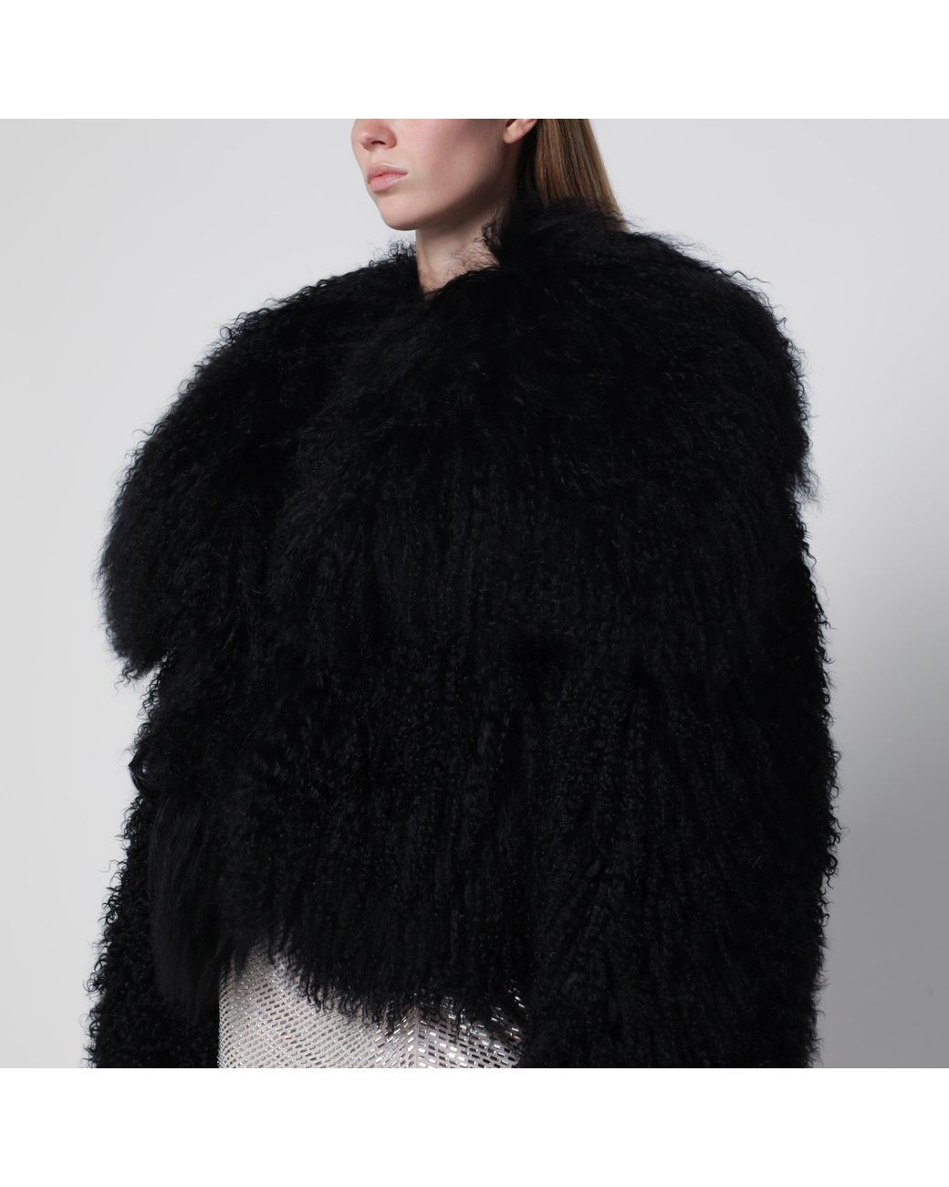 The Attico Black Cropped Bomber Jacket