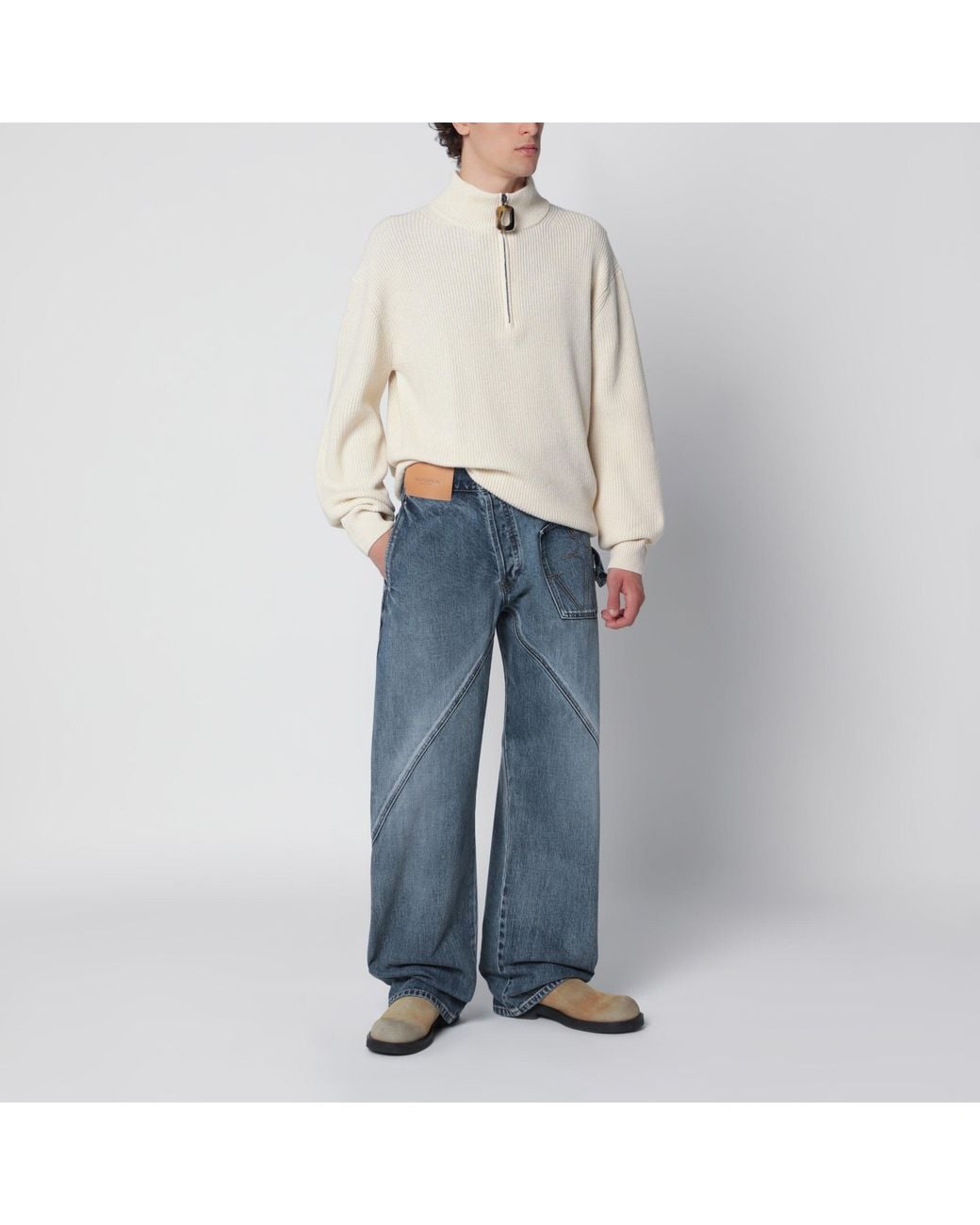 J.W. Anderson White Ivory Half-Zip Sweater for men