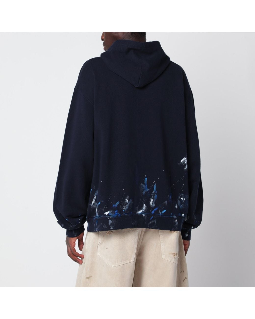 Balenciaga Blue Zip-Up Sweatshirt With Paint-Stain Effect for men