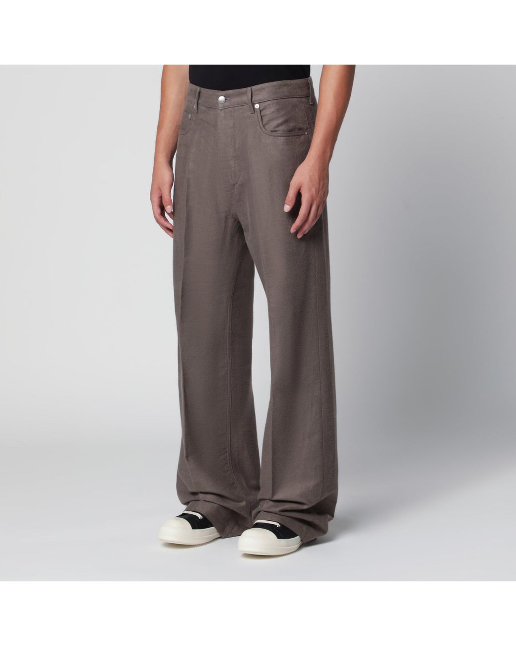 Rick Owens Brown Taupe Cotton-Blend Trousers for men