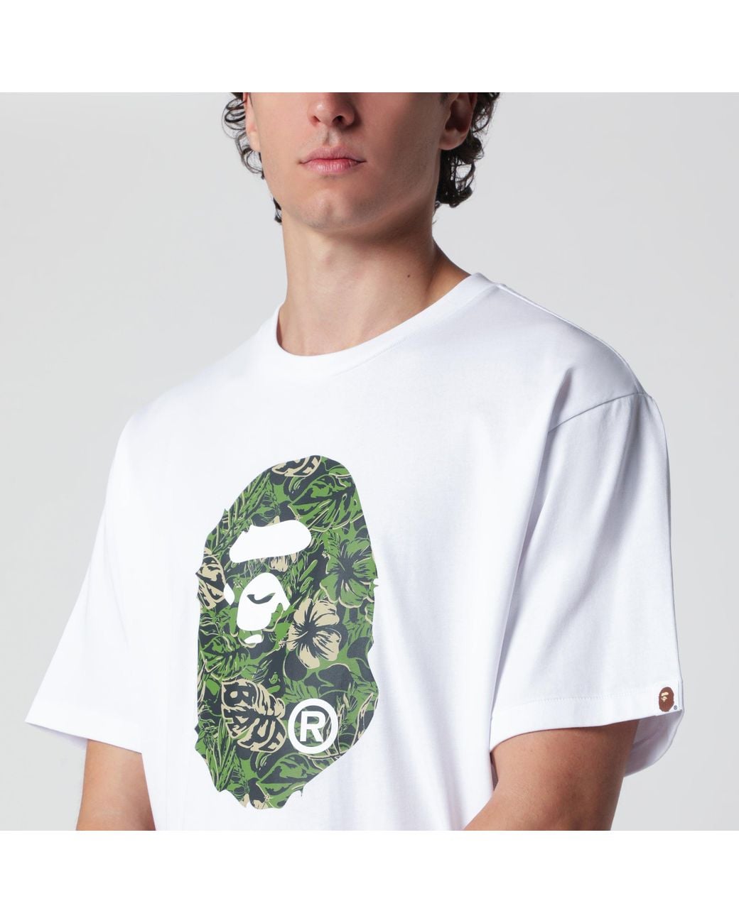 A Bathing Ape White Tshirt With Camouflage Print for men
