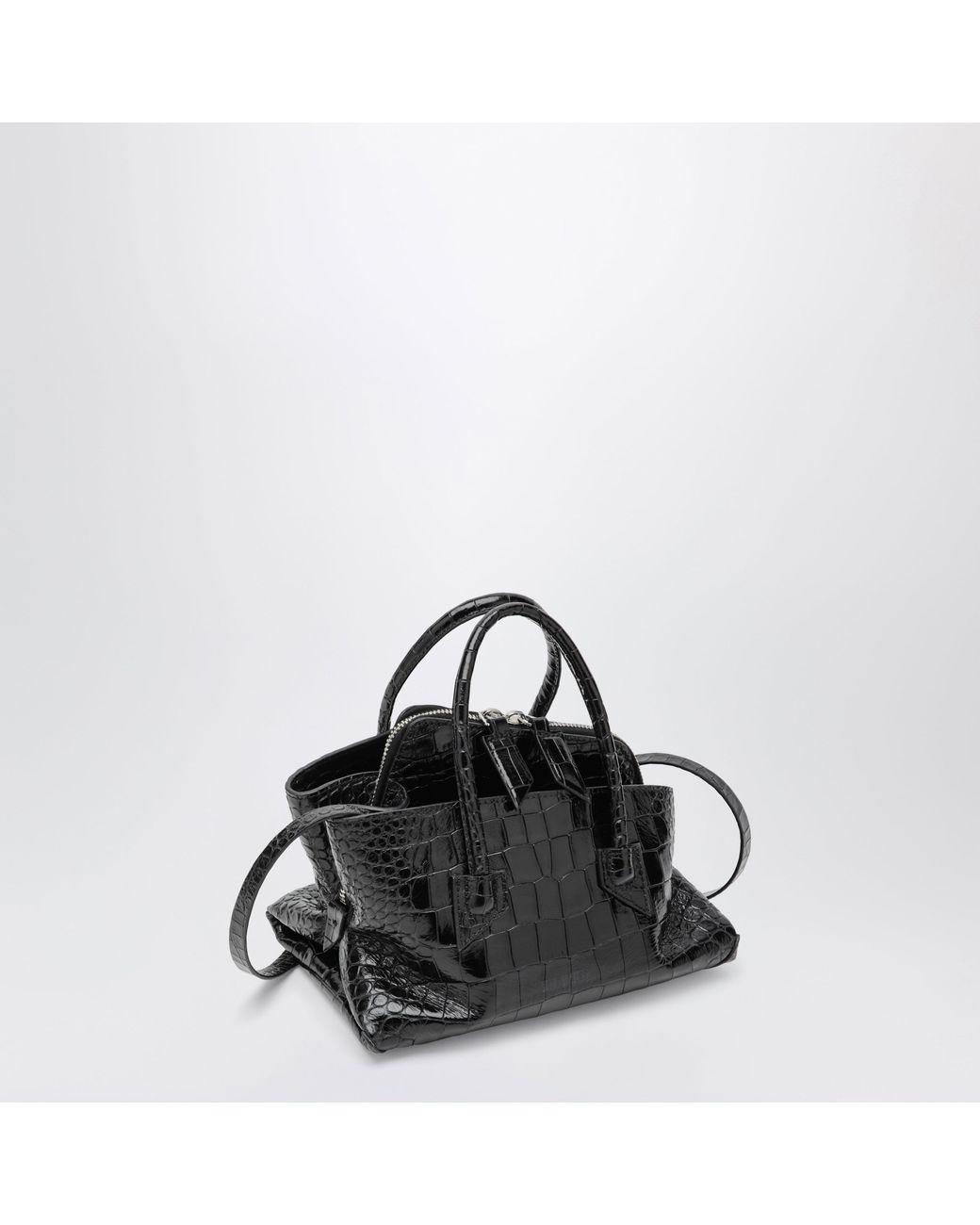 The Attico Black La Passeggiata Mini Crocodile-Print Leather Bag
