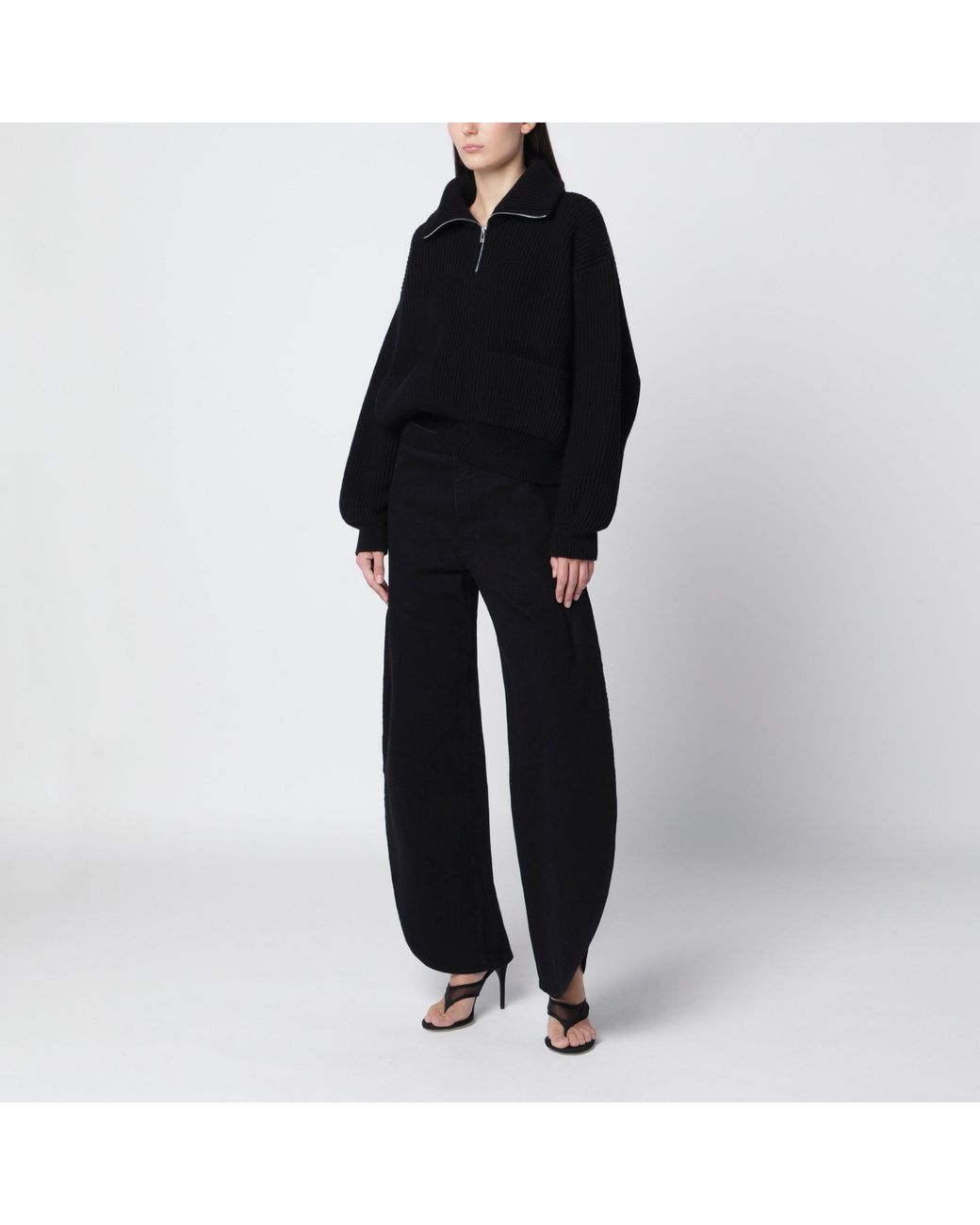 Alaïa Black Wool And Cashmere Trucker Sweater