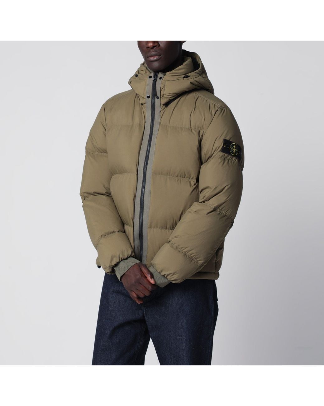 Stone Island Brown Military Ripstop Nylon Zip-Up Down Jacket for men