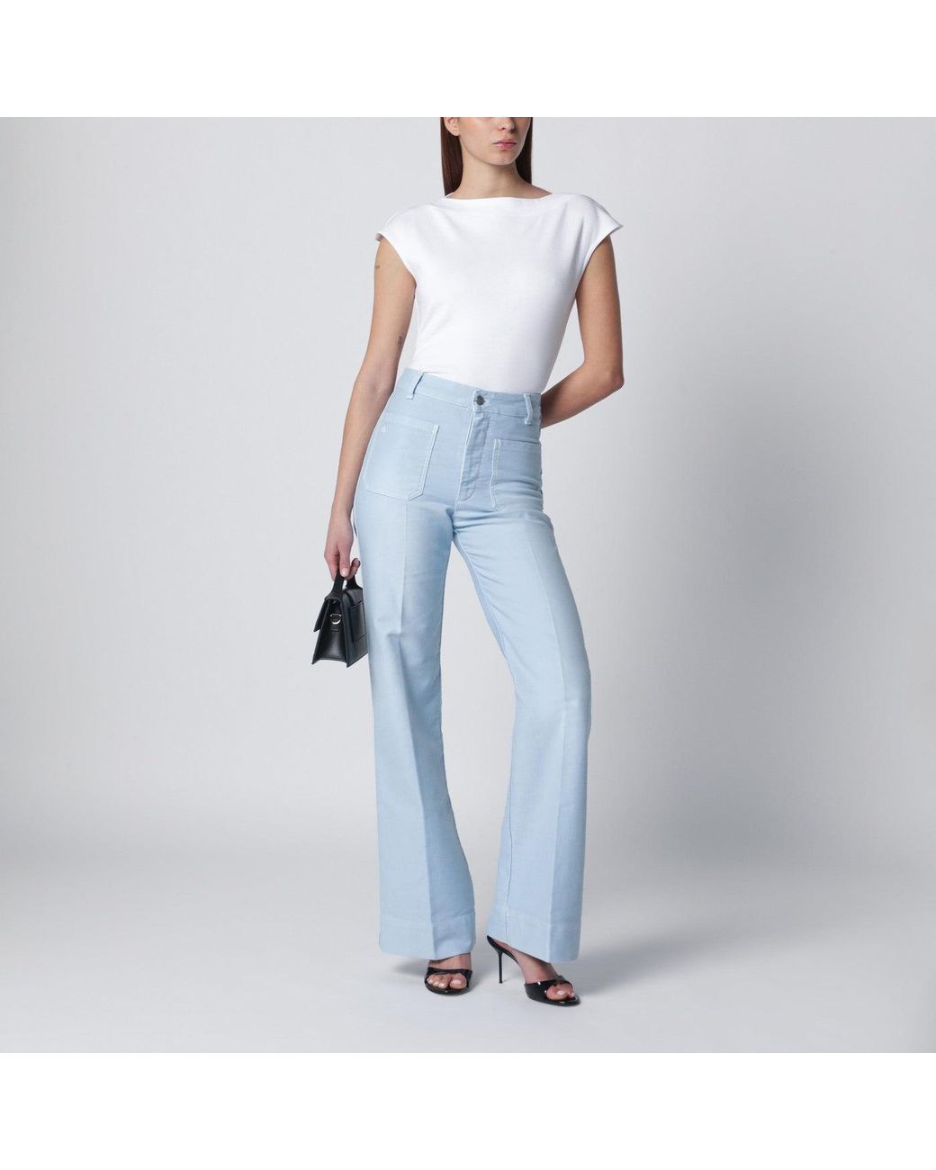 Victoria Beckham Blue Sky Cotton Alina Trousers