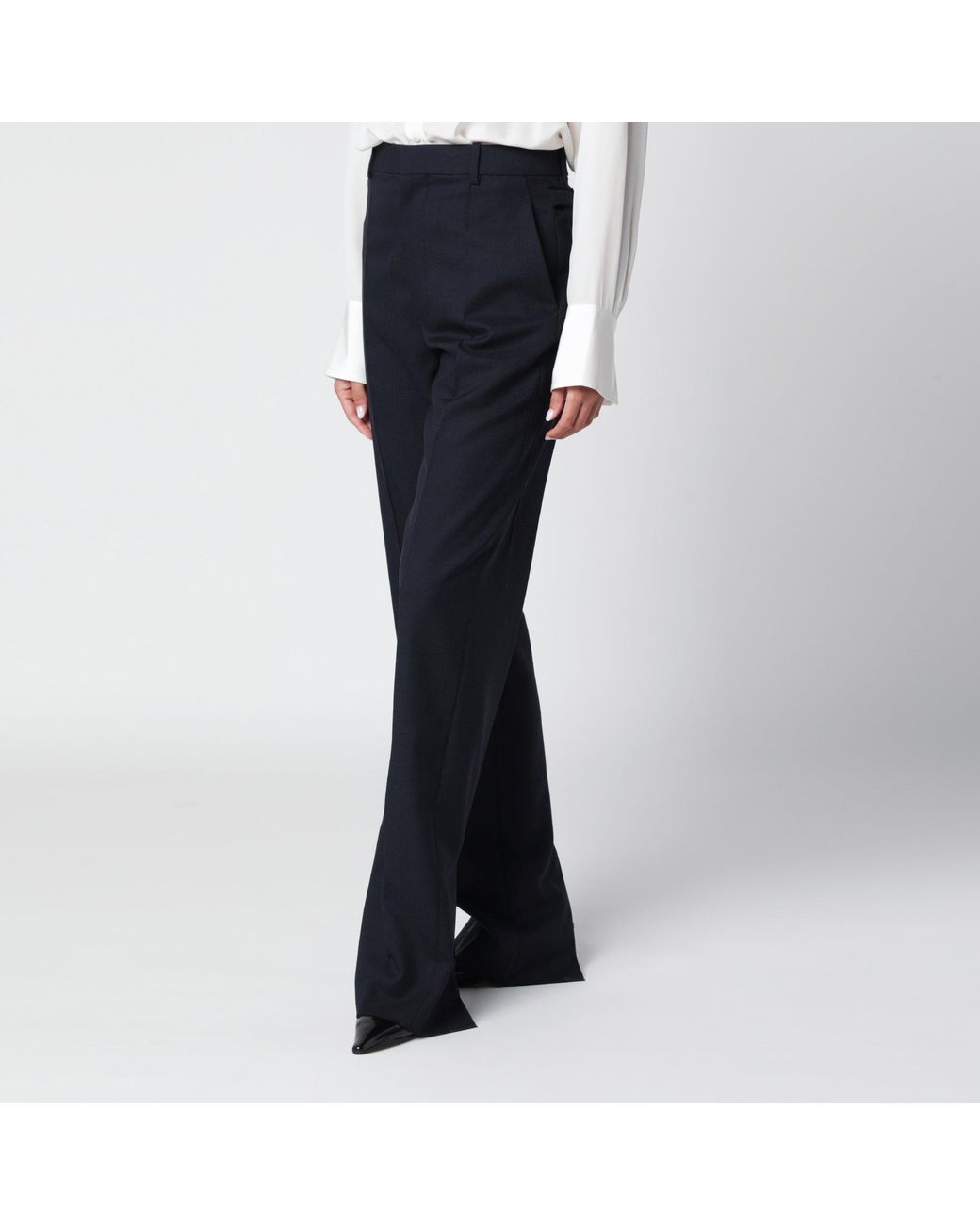 Bottega Veneta Blue Midnight Shetland Wool Trousers