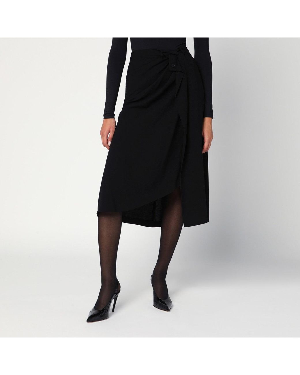 Balenciaga Black Draped Skirt