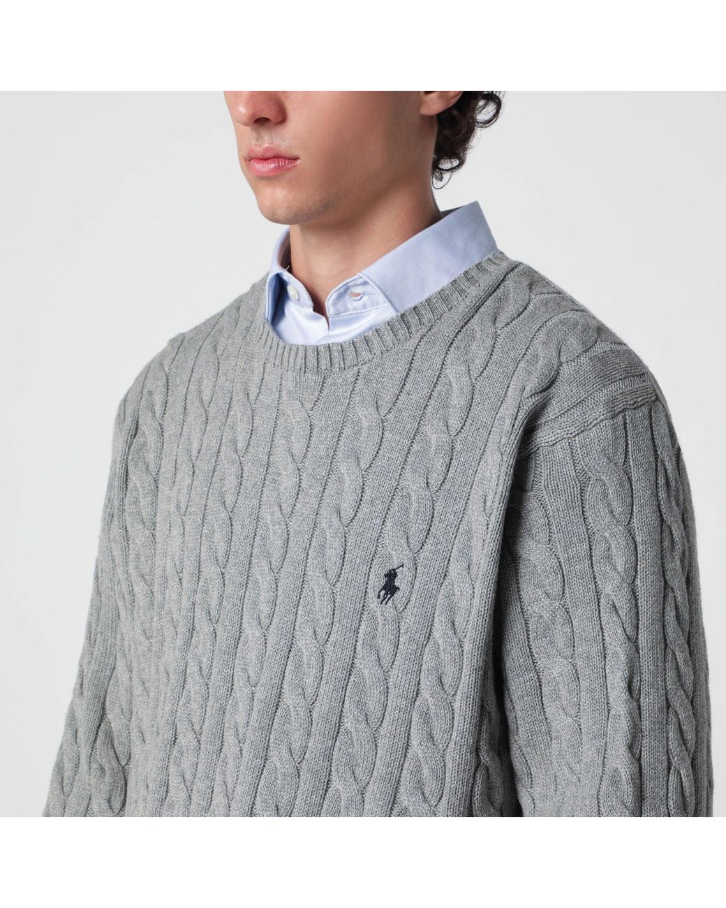 Polo Ralph Lauren Gray Cotton Cable-Knit Jumper for men