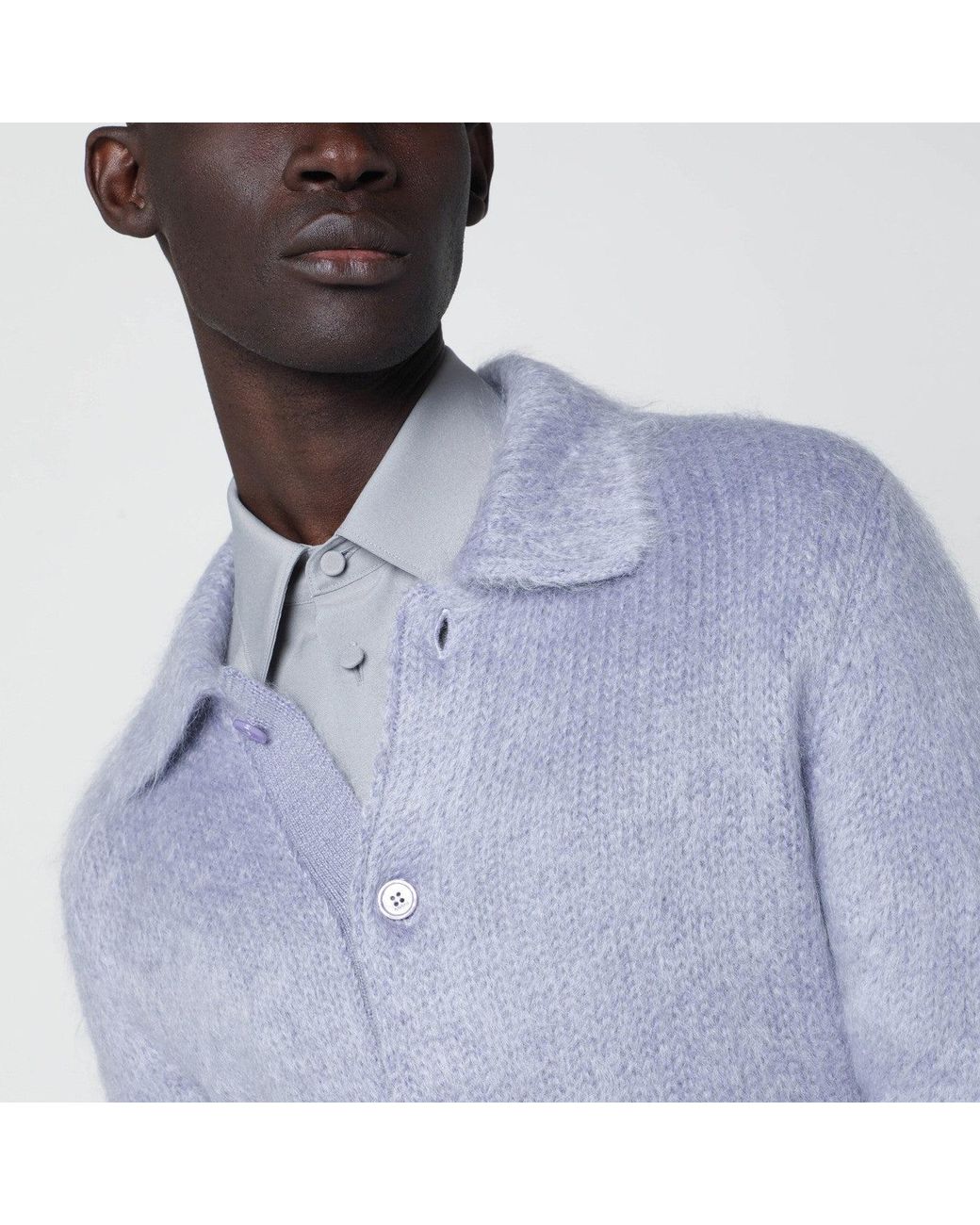 Gucci Purple Brushed Mohair Wool Cardigan for men