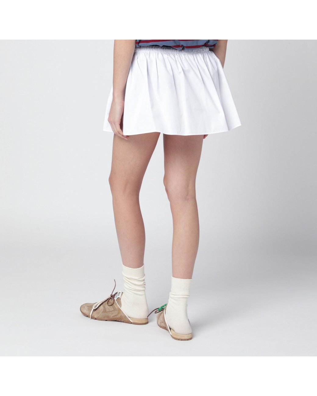 Miu Miu White Cotton Mini Skirt