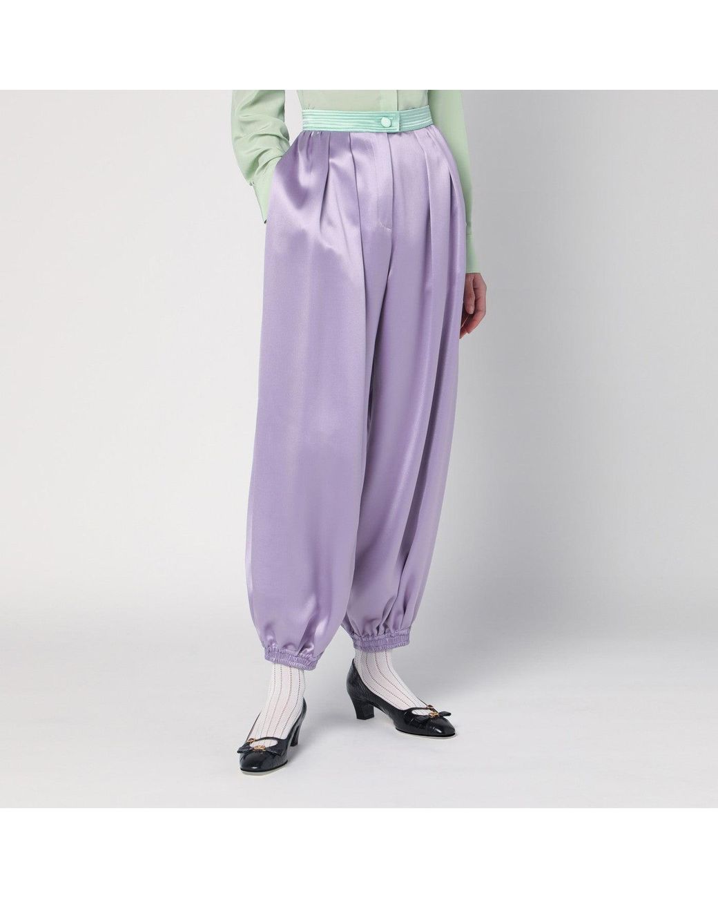 Valentino Purple Wide Lilac Silk Pants