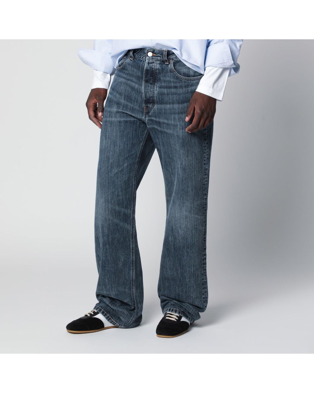 Jeanerica Blue Vega Dark Vintage-Effect Jeans for men