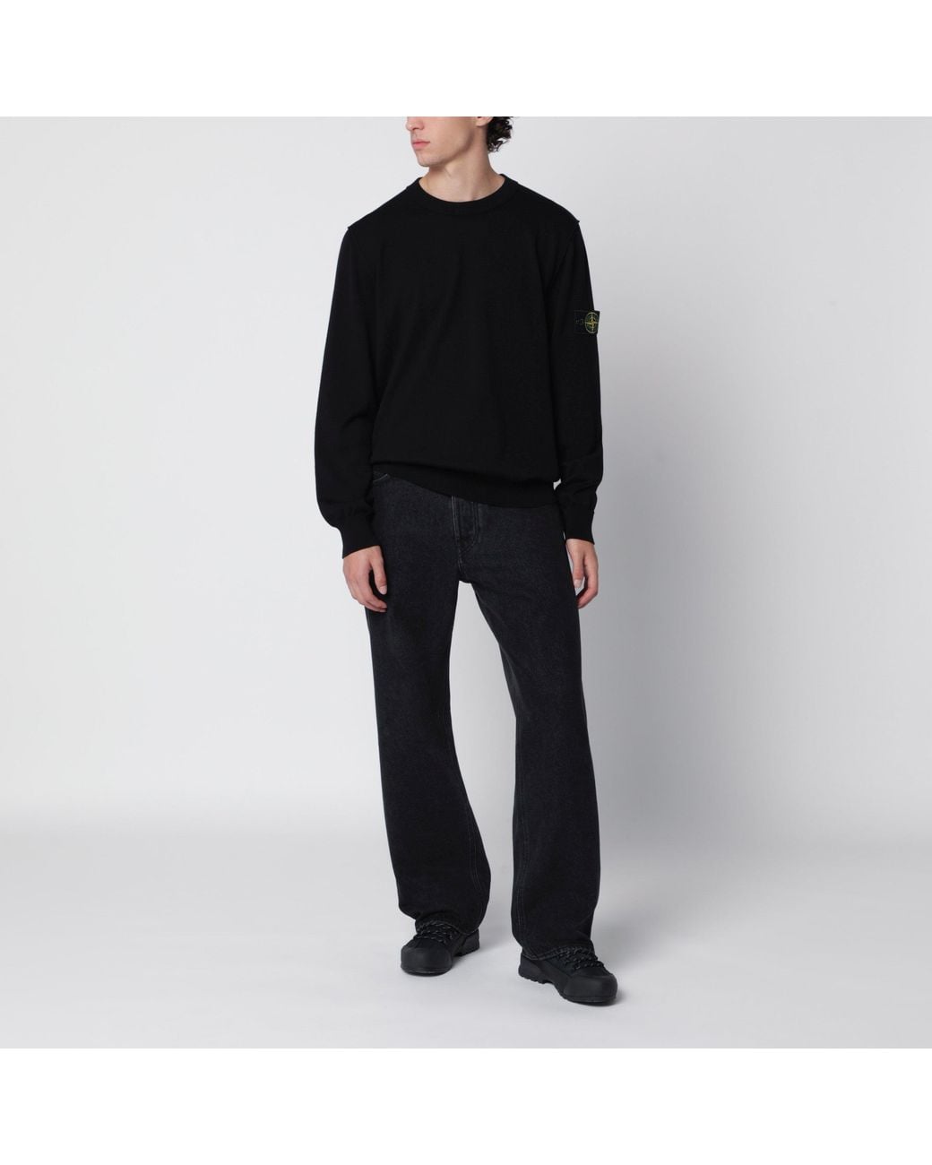 Stone Island Black Cotton Sweater for men