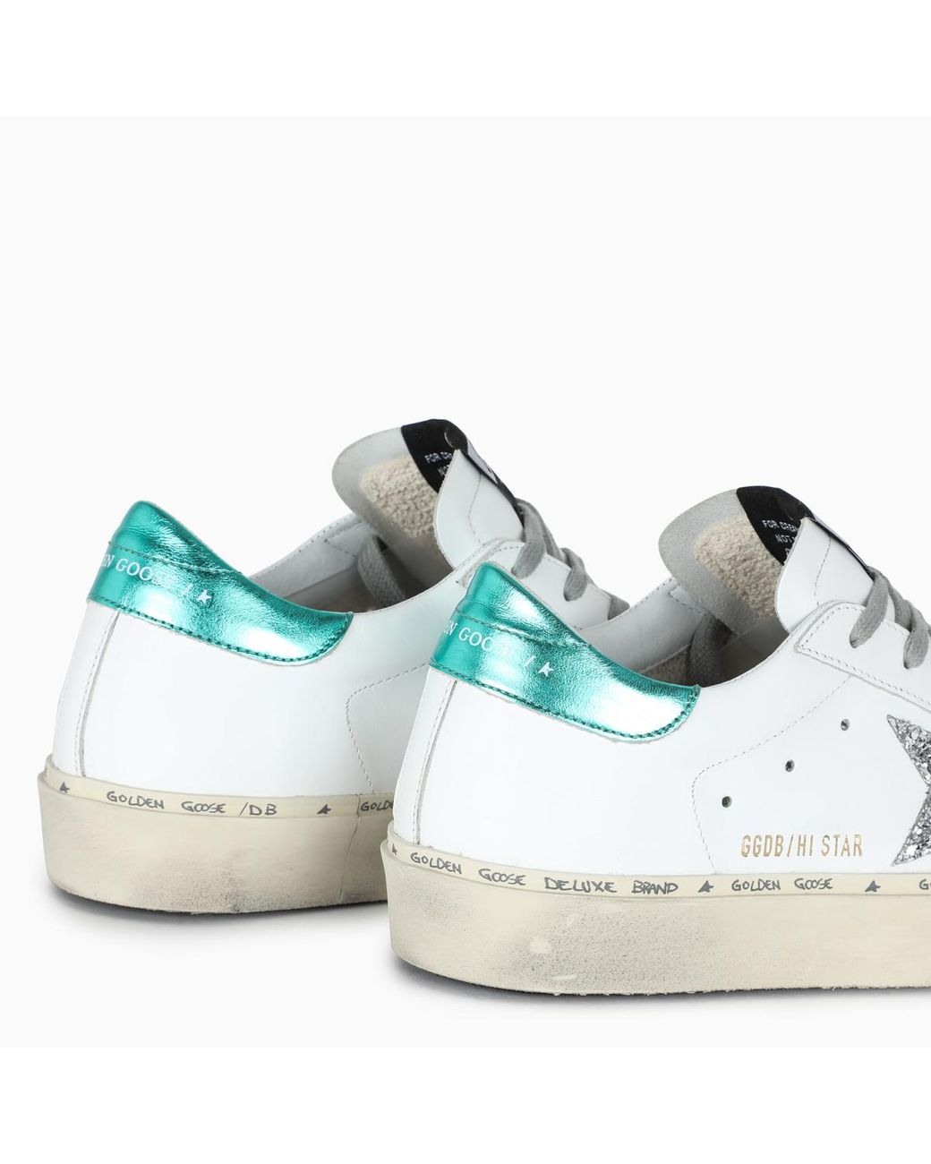 Golden Goose Silver/aquamarine Hi Star Sneakers in Metallic | Lyst