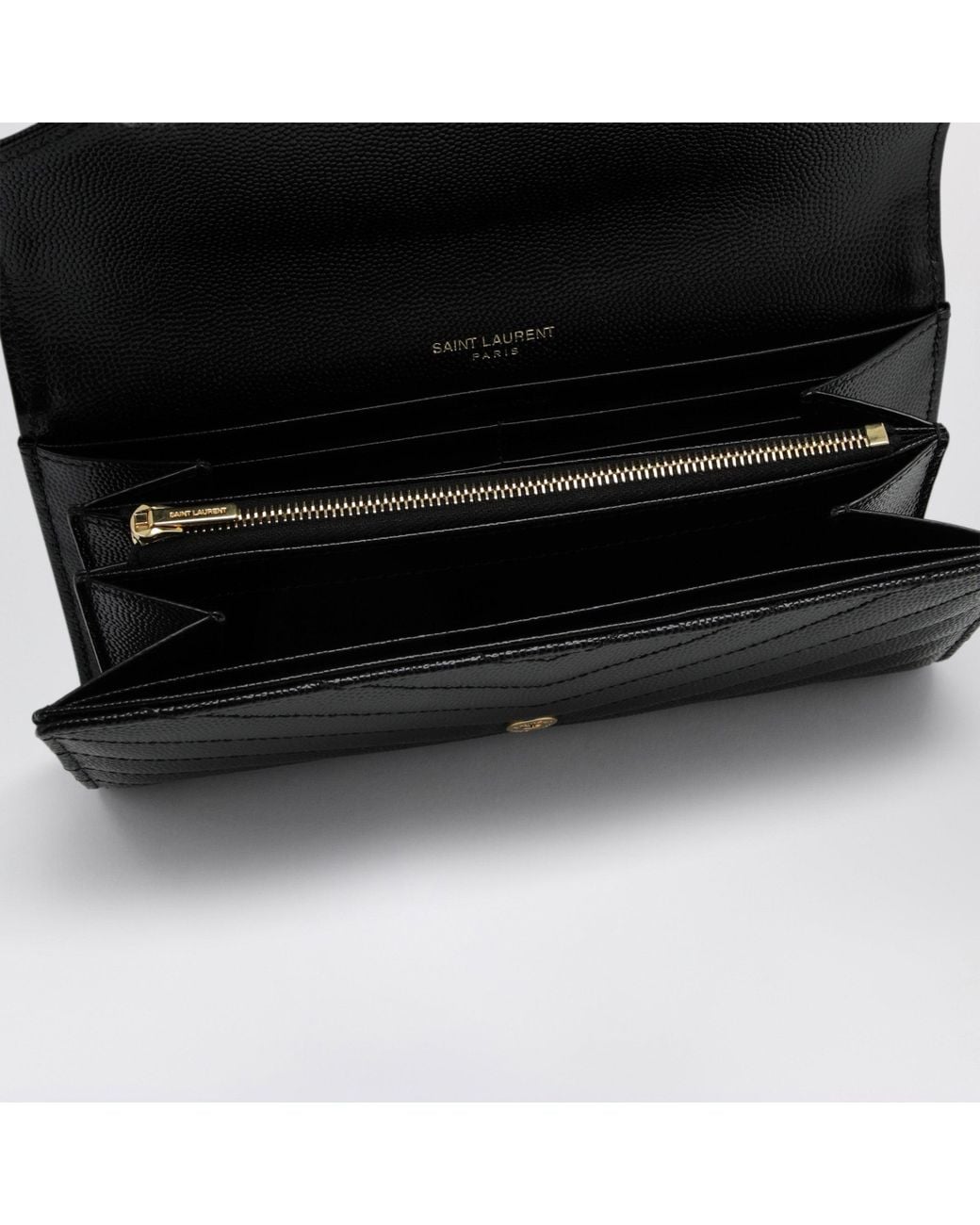 Saint Laurent Black Large Cassandre Matelassé Wallet