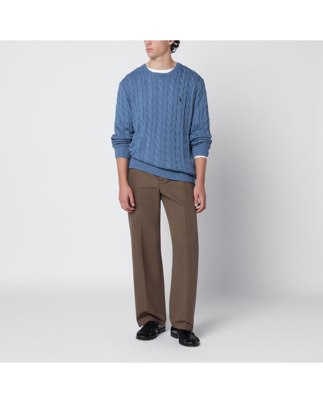 Polo Ralph Lauren Blue Cable-Knit Cotton Sweater for men