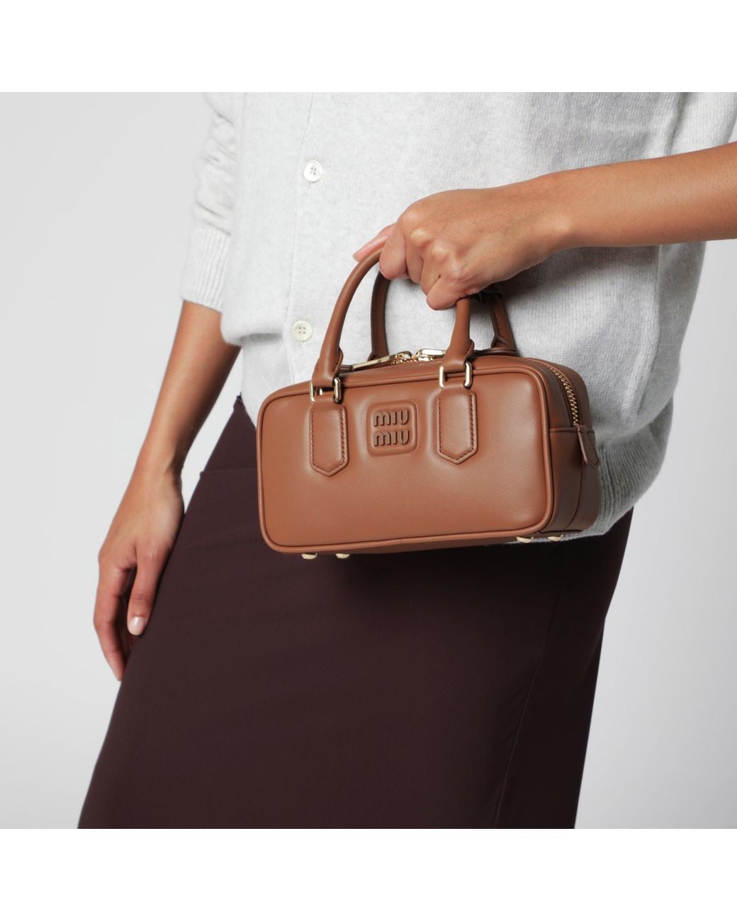 Miu Miu Brown Cognac-Coloured Arcadie Regular Satchel